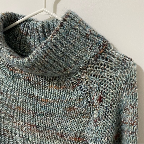 Anthropologie Moth Alpaca/Wool Blend Cowl Neck Knit Sweater Blue/Green Small - Picture 4 of 13